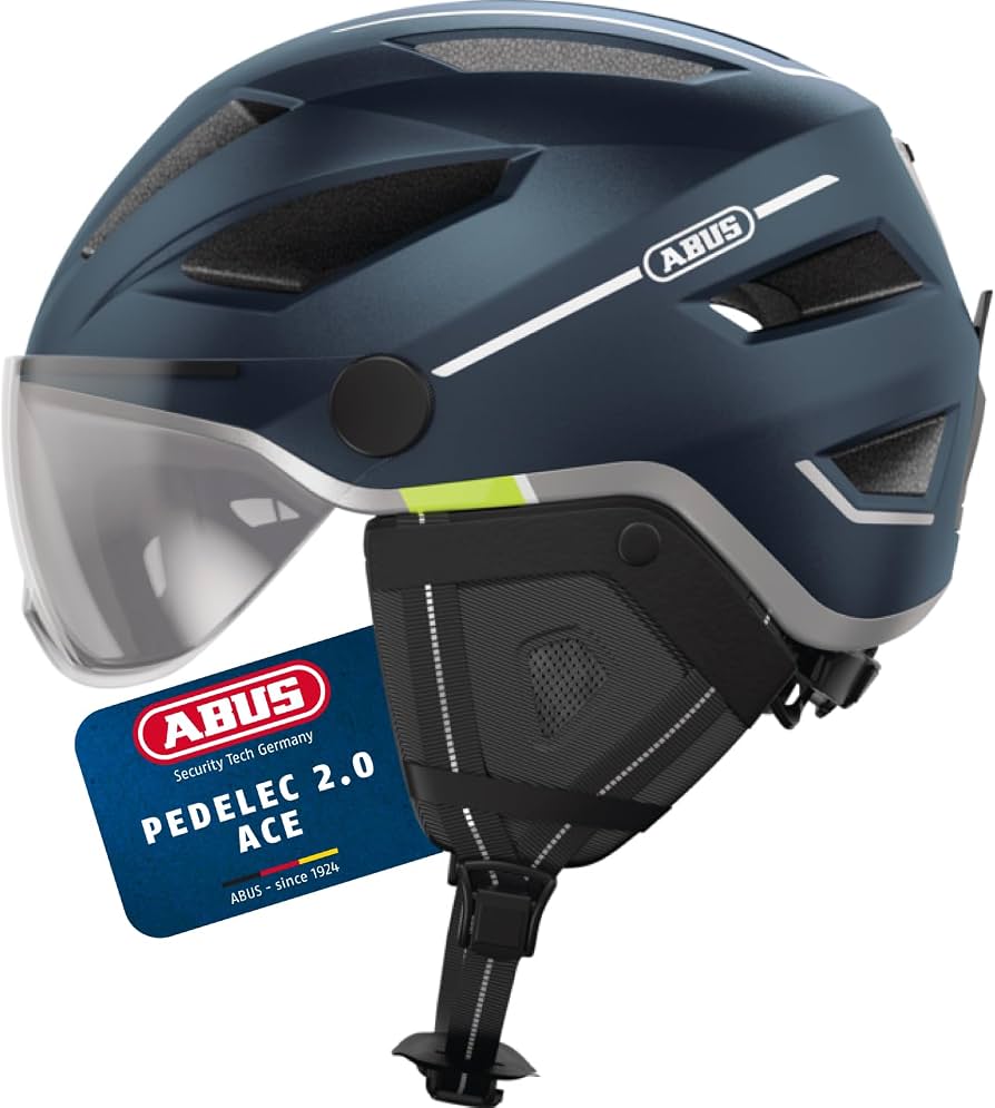 abus-fahrradhelm-damen-348jhw-1.jpg ABUS Stadthelm Pedelec 2.0 ACE Fahrradhelm mit Rücklicht, Visier, Regenhaube, Ohrenschutz für Damen und Herren – Bild 1