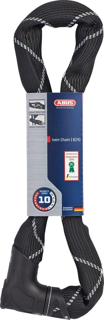 abus-fahrradschloss-zahlenschloss-742ssw-1.jpg ABUS Kettenschloss Iven Chain 8210 – Fahrradschloss aus gehärtetem Stahl – mit Kunstfaserummantelung – ABUS Sicherheitslevel 10 – 85 cm – Schwarz – Bild 1