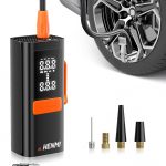 HENMI Elektrische Luftpumpe, Akku Luftpumpe Auto mit alle ventile (10,3 11,7 Bar), 7500 18000 mAh Fahrradpumpe Elektrisch mit Digitalanzeige Manometer ...