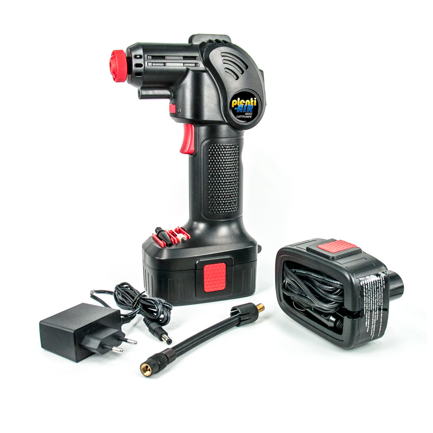 akku-luftpumpe-auto-500luz-1.jpg Plenti Air Akku Handkompressor mit Li Ion Akku und Auto Adapter 12V NEUHEIT Deutscher Kundendienst und viel Zubehör – Bild 1