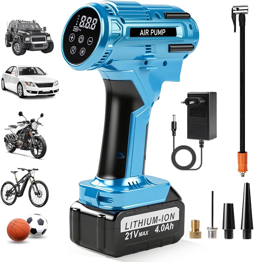 akku-luftpumpe-auto-895jth-1.jpg 150PSI Akku Luftpumpe Auto, Tragbare Kompressor Autoreifen mit 4,0Ah Akku | 5 Modi & LED Licht, Digitale Luftkompressor für Auto Motorrad Fahrrad Ball : Amazon.de: Baumarkt – Bild 1