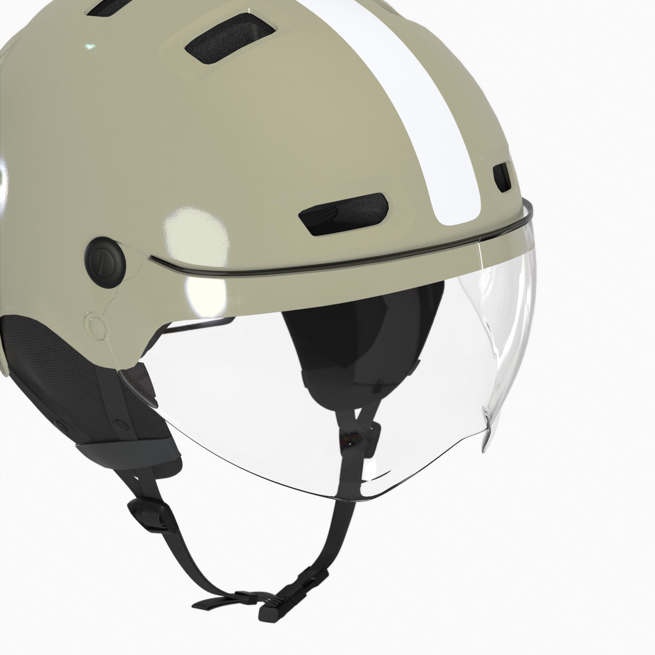 decathlon-fahrradhelm-580wso-1.jpg Fahrradhelm City CBH 580 Bowl mit Visier schwarz glänzend – Bild 1