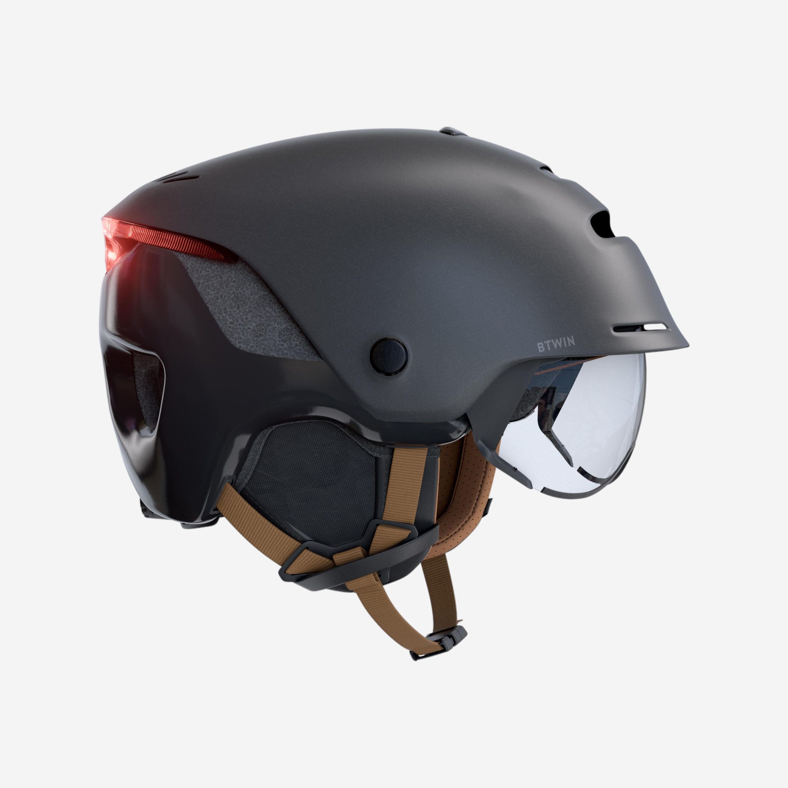 decathlon-fahrradhelm-664aiq-1.jpg Fahrradhelm City CBH 900 Visier und Rücklicht schwarz | Decathlon – Bild 1