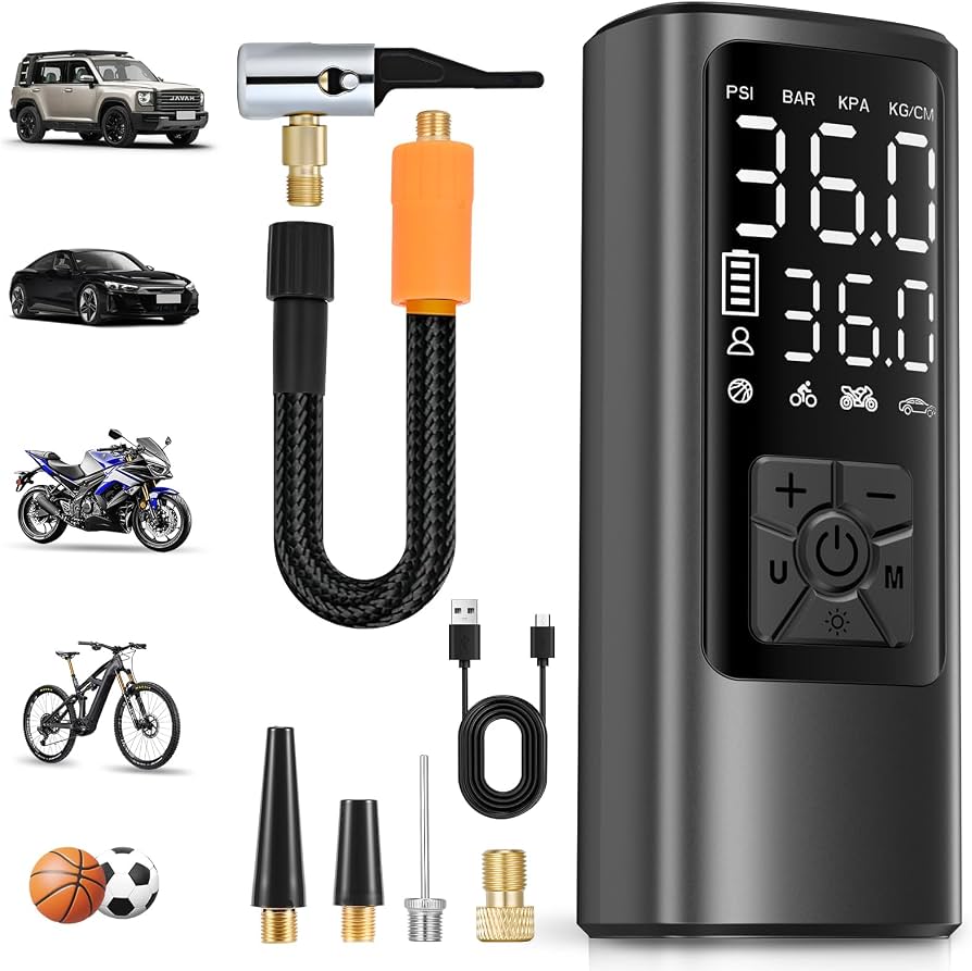 elektrische-luftpumpe-fahrrad-669djk-1.jpg HOVVIDA Elektrische Luftpumpe, 10,3 bar Fahrradpumpe Elektrisch, Akku Luftpumpe mit Druckvoreinstellung & Auto Abschaltung, Wiederaufladbar, Luftpumpe für E bike, Auto, Fahrrad, Motorrad, Bälle : Amazon.de: Auto & Motorrad – Bild 1