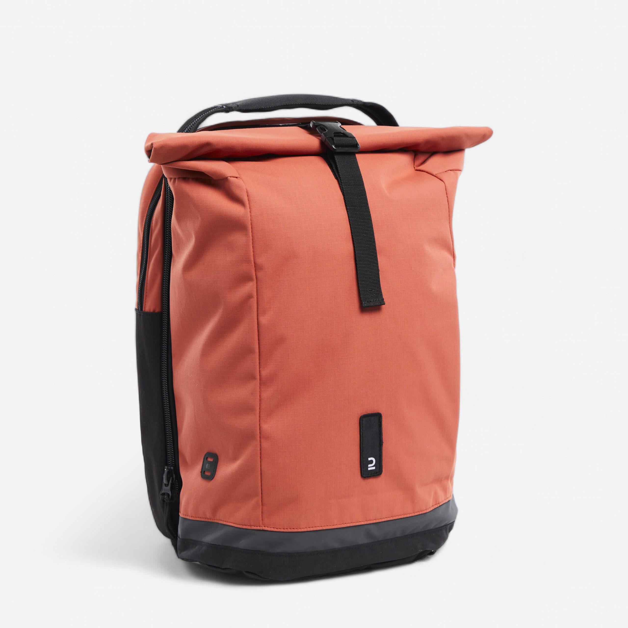 fahrrad-tasche-rucksack-163sds-1.jpg Doppel Fahrradtasche Gepäcktasche Rucksack für Gepäckträger 27 Liter sepia | Decathlon – Bild 1