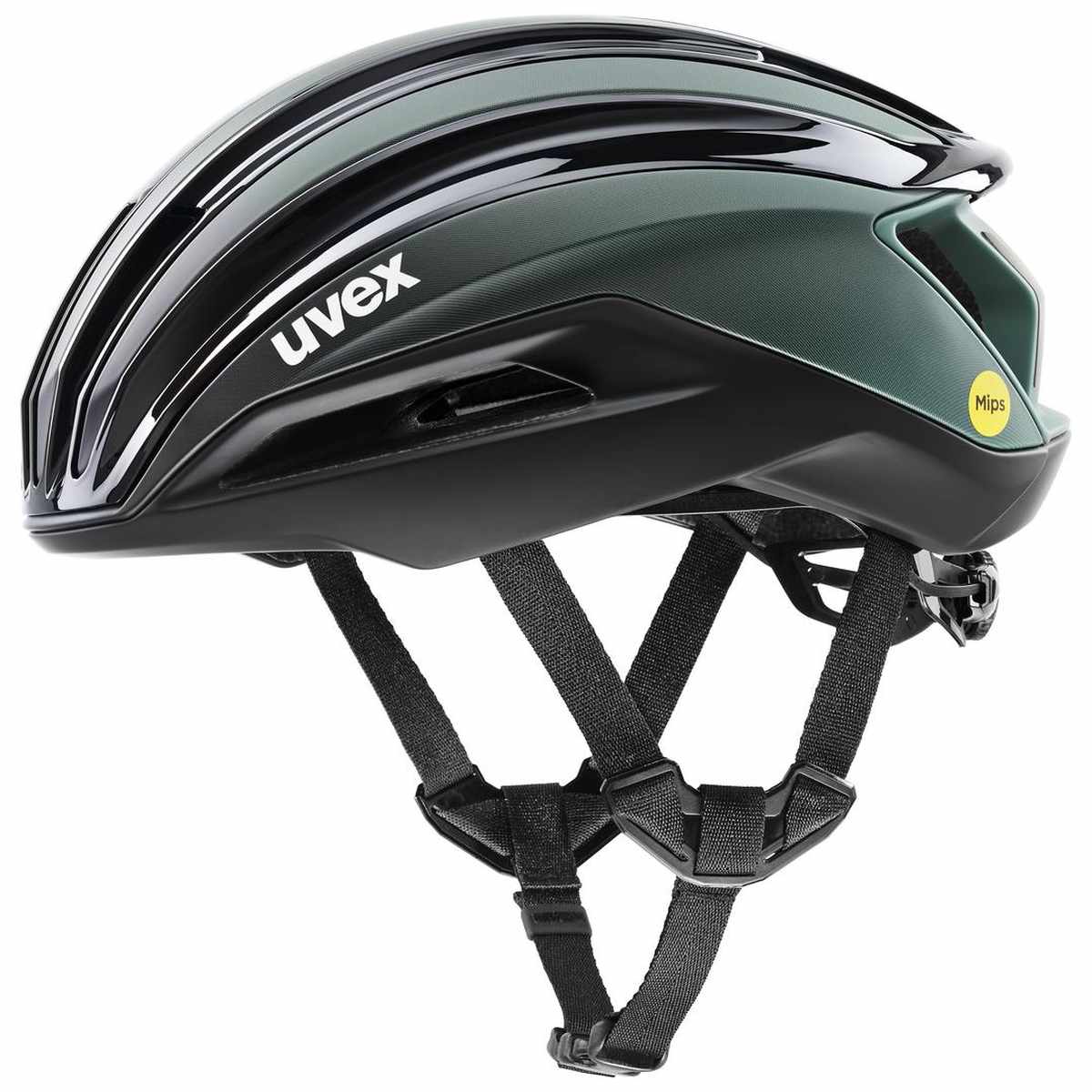 fahrradhelm-rennrad-554oir-1.jpg Uvex Surge Aero MIPS Rennrad Fahrrad Helm matt schwarz/grün 2026 Größe: 56 59 cm – Bild 1