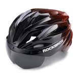 ROCKBROS Fahrradhelm Magnetischer Abnehmbarer MTB Helm mit Visier Braun schwarz