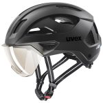 UVEX Bike Helm STRIDE VISOR mit Visier & LED Licht black matt
