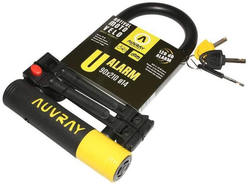 fahrradschloss-alarm-584dlp-1.jpg AUVRAY Fahrradschloss U Alarm 90 x 210 Mit Halterung Durchmesser 14 | Decathlon – Bild 1