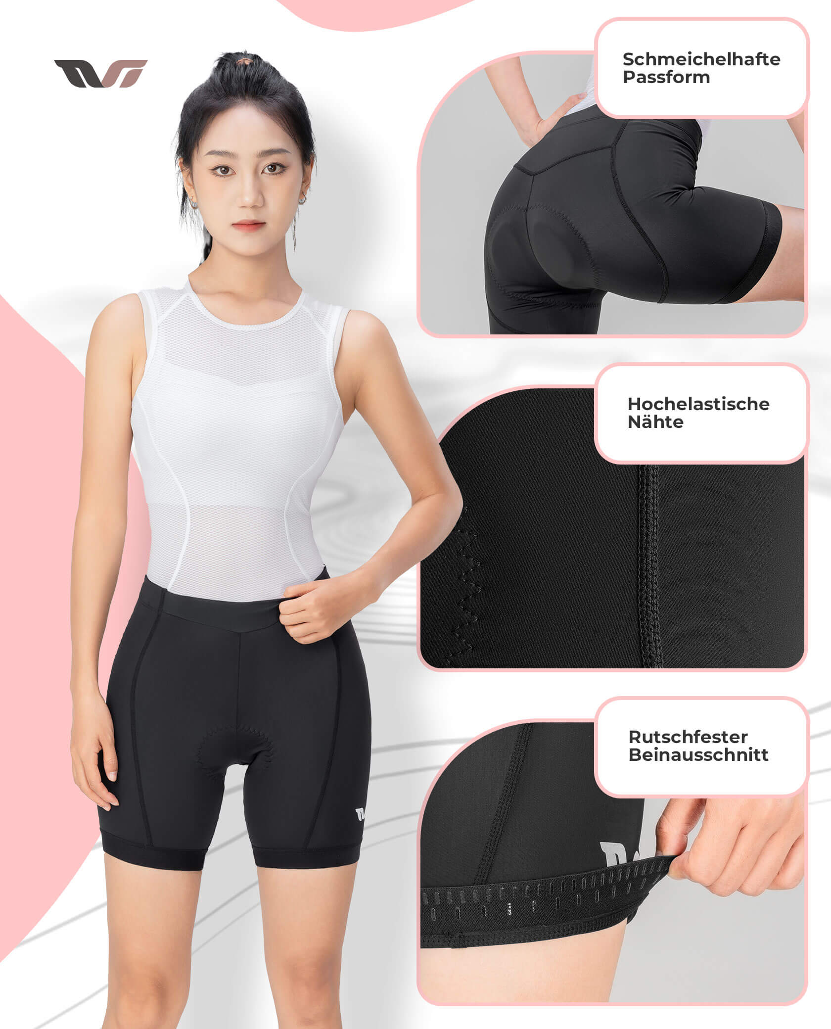 gepolsterte-radhose-damen-333ruk-1.jpg TVI Damen Radlerhose Gepolstert Fahrradhose Schnell Trocknend – ROCKBROS DE – Bild 1