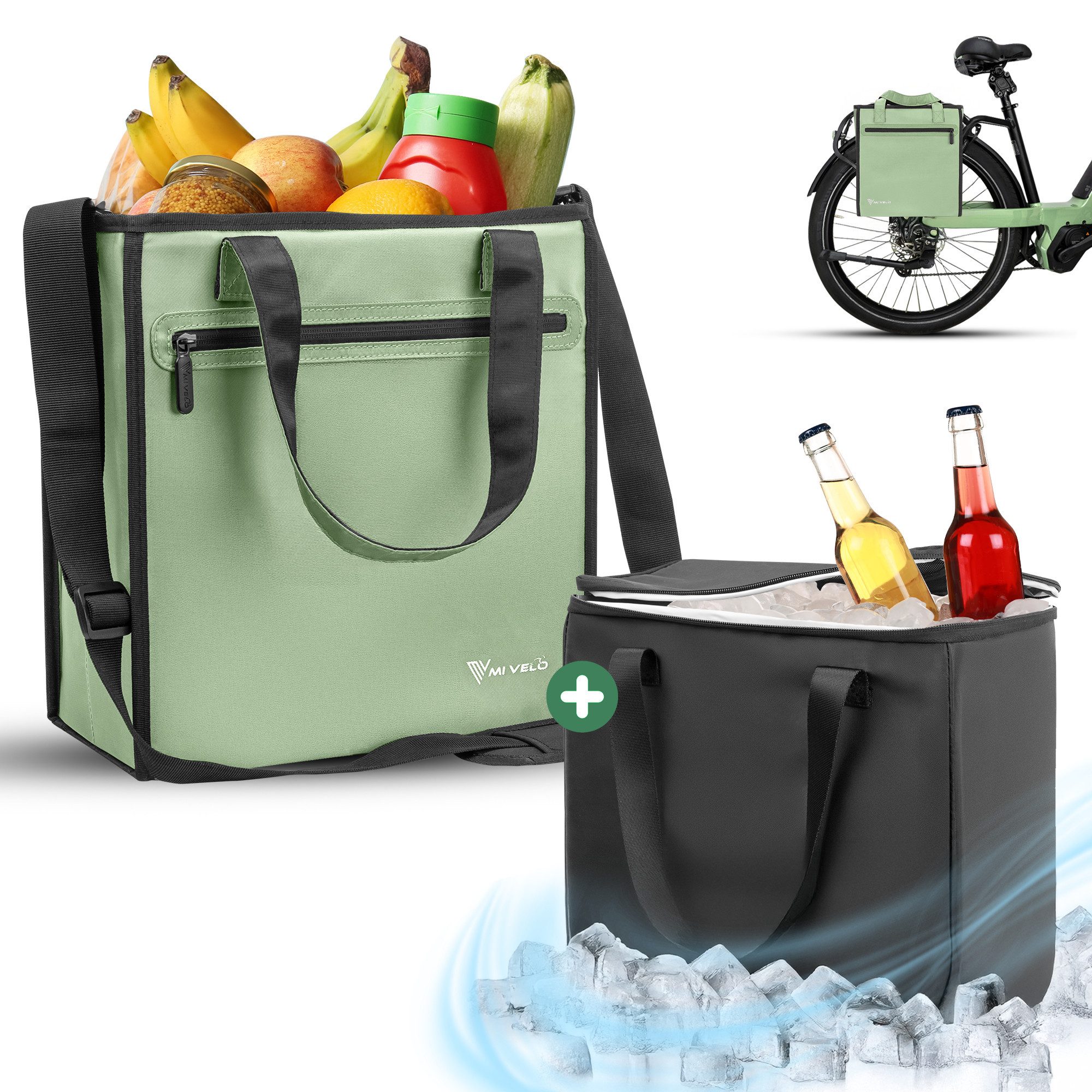 mivelo-fahrradtasche-827gfb-1.jpg MIVELO Fahrradtasche Einkaufstasche mit Fahrradbefestigung, Shopper Gepäckträger 25L, inkl. herausnehmbarer Kühltasche – Bild 1