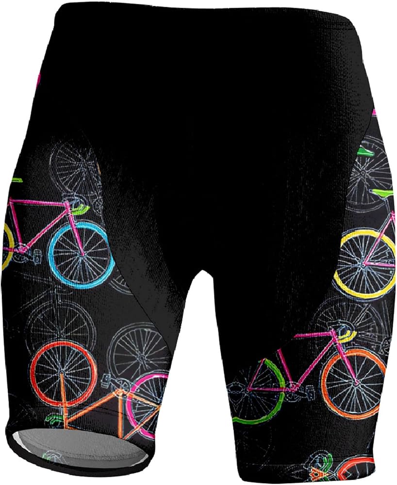 radlerhose-mit-polster-damen-128lfp-1.jpg Chickwin Radlerhose Damen Kurz mit Polster, Bunt Fahrrad Muster Atmungsaktive Fahrradhose Gepolstert Schnell Trocknende Radlershorts Elastische Radsport Shorts Radhose : Amazon.de: Fashion – Bild 1