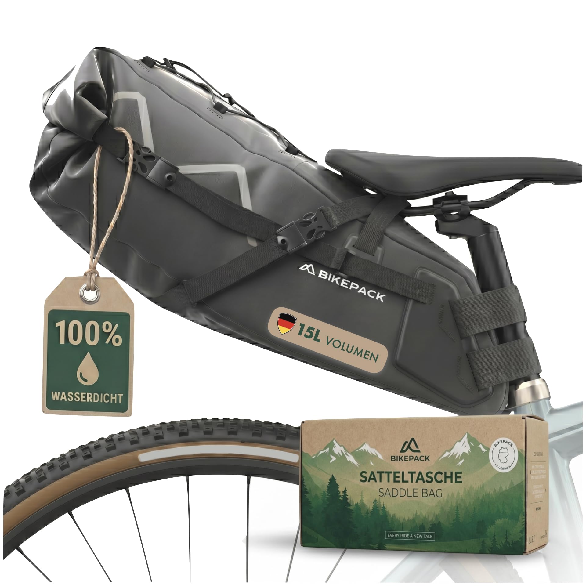 rennrad-satteltasche-537tyq-1.jpg BIKEPACK Satteltasche Fahrrad 15L Bikepacking Taschen Gravelbike Rennrad | Wasserdichte Fahrradtasche ohne Gepäckträger am Sattel: Rennradtasche, Saddle Bag, Arschrakete, Satteltaschen Bikepacking Set : Amazon.de: Sport & Freizeit – Bild 1