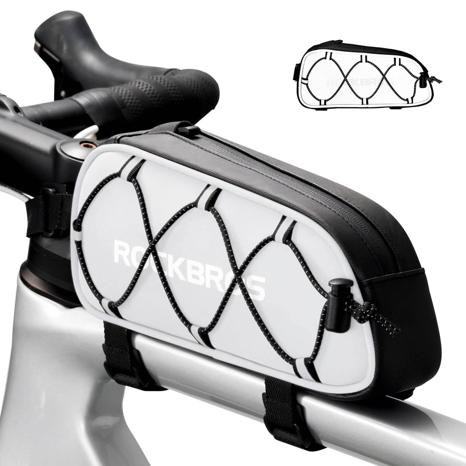 rockbros-fahrradtasche-527vcb-1.jpg Oberrohrtasche 1 L Vollständig Reflektierend Weiß/Orange Silberweiß – Bild 1