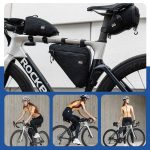 ROCKBROS Fahrradtasche Set Rahmentasche*2+Satteltasche*1 mit Verstellbarer Schultergurt 1,2L